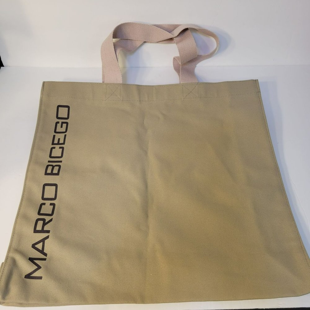 Marco Bicego Tan Canvas Bag Tote With Pink Handles NEW - Picture 2 of 8